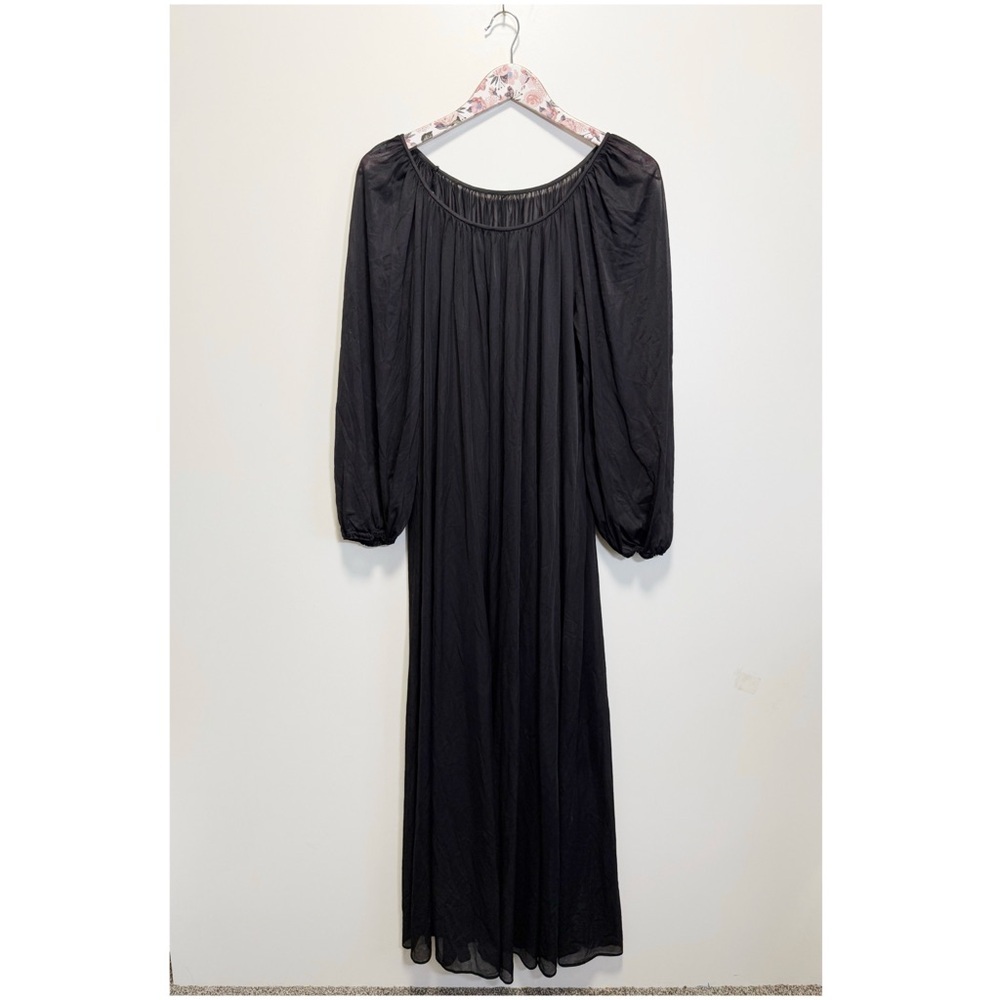 STAN HERMAN For Kentelle Black Vintage Long Nightgown Lingerie